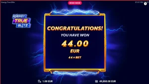 Tampilan visual neon yang energik pada slot Energy True Blitz