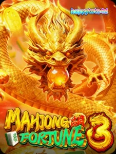 Tampilan visual slot Mahjong Fortune 3 dengan naga emas dan ubin mahjong