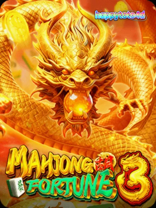 Tampilan visual slot Mahjong Fortune 3 dengan naga emas dan ubin mahjong